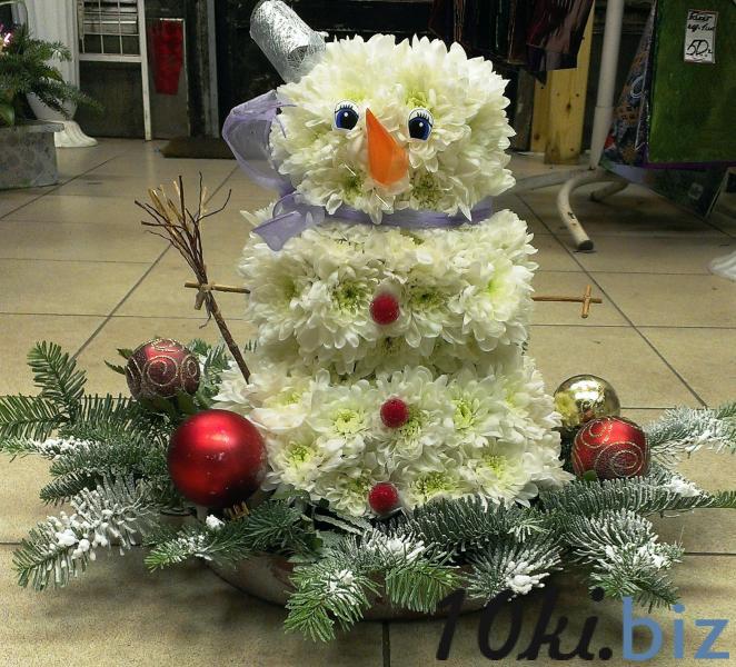 Снеговик из цветов своими руками Снеговик из цветов своими