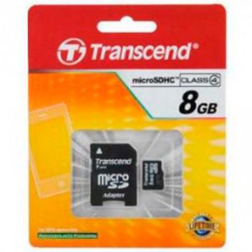 Карта памяти MicroSD Transcend 8GB + SD adapter (TS8GUSDC4)