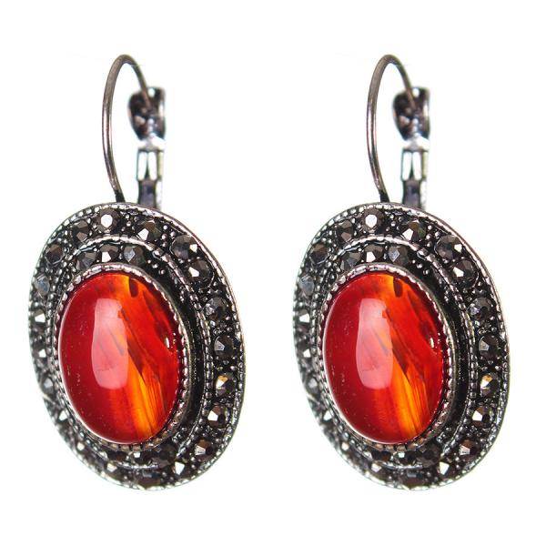 Серьги  Сердолик оправа  "под капельное серебро"  овальный камень   2,5*1,9см  L-3,5см