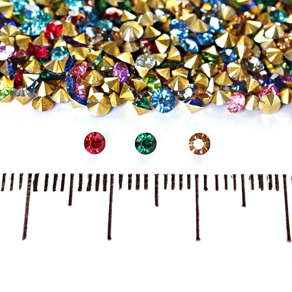 Камушки стразы разноцветные ассорти,№10 d-2,5 mm цена за упаковку