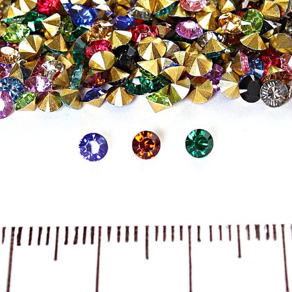 Камушки стразы разноцветные ассорти #14 d-3.5mm, цена за упаковку