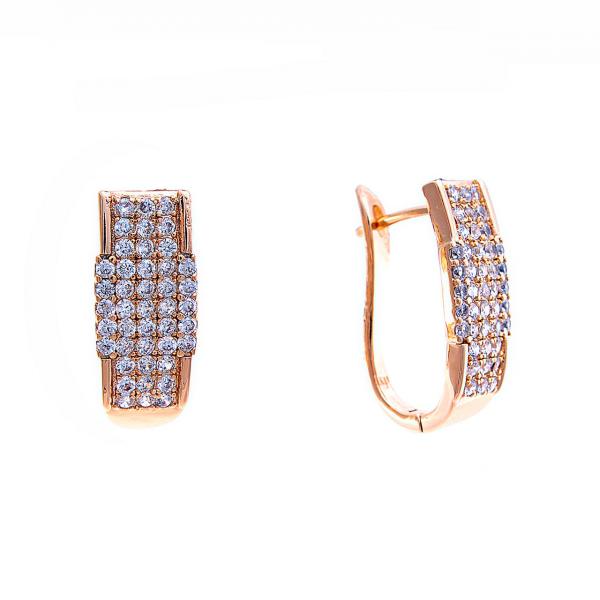 Серьги Xuping Мост с белыми стразами,английский замок, цвет золото