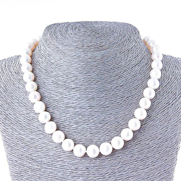 Бусы Жемчуг речной №26, белый 11мм, длина 45см