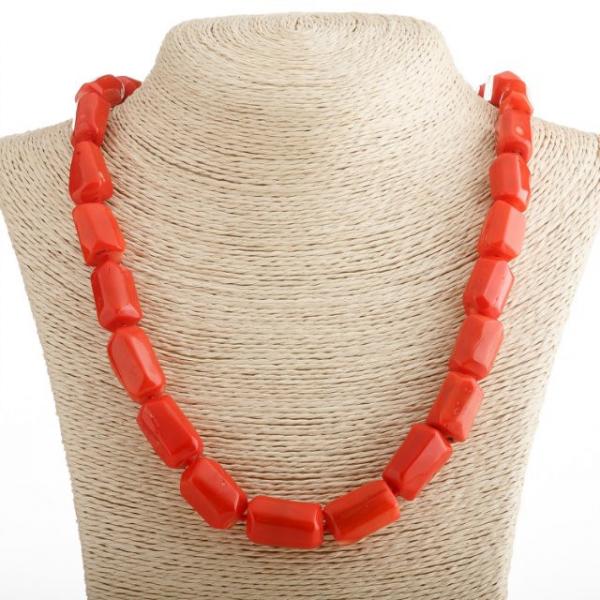 Бусы Коралл оранжевый бусина 2х1см "галтовка" огранка  L-72см без замочка