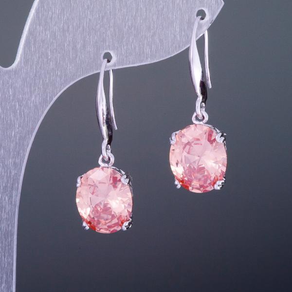 Серьги с кристаллами "Желтые овалы" 1,0х1,2см