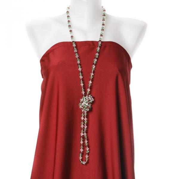 Бусы длинные "Цветной лед"  белый, зеленый, бордовый "чешский хрусталь",   L-140см