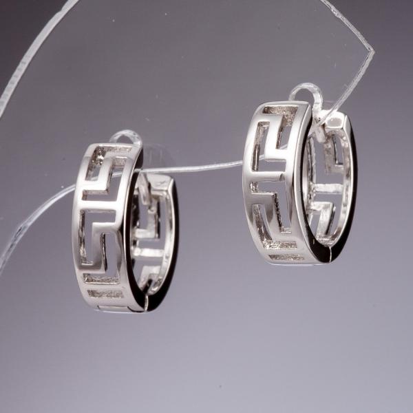 Серьги Хьюпинг цвет "серебро"  L-1,5см