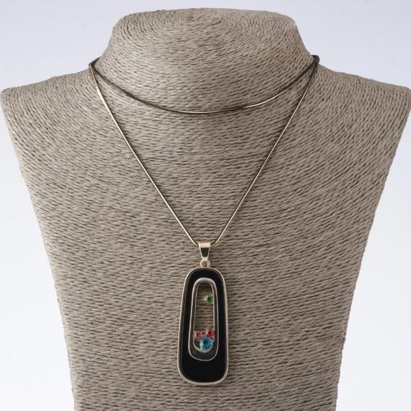 Кулон на длинной цепочке "Элегия"   L-75см разноцветные стразы