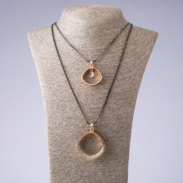 Подвеска на двойной длинной цепочке "Квадро" L- 68-80см