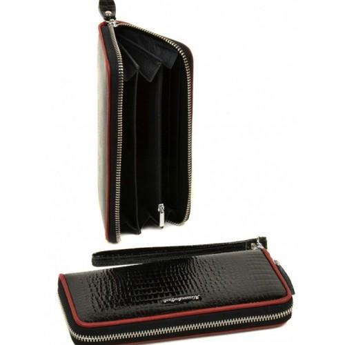 Фото Прочее Женский кошелек Барсетка Alessandro Paol Артикул WS-38 черный крокодил