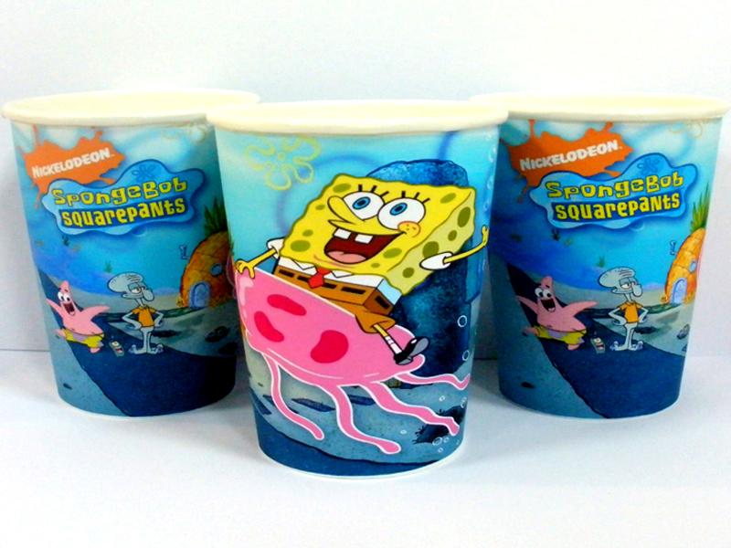 Стаканчики  "Губка Боб"  250 мл.  , - 8 шт.