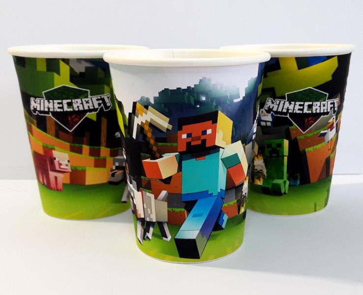 Стаканчики "Майнкрафт" 250 мл., - 8 шт.