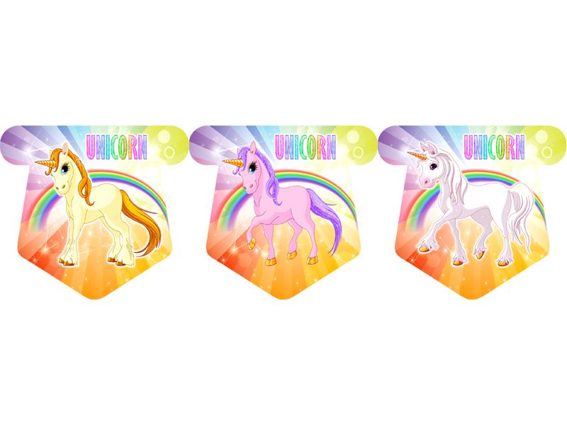 Флажки 12 шт. "Единорог" 4