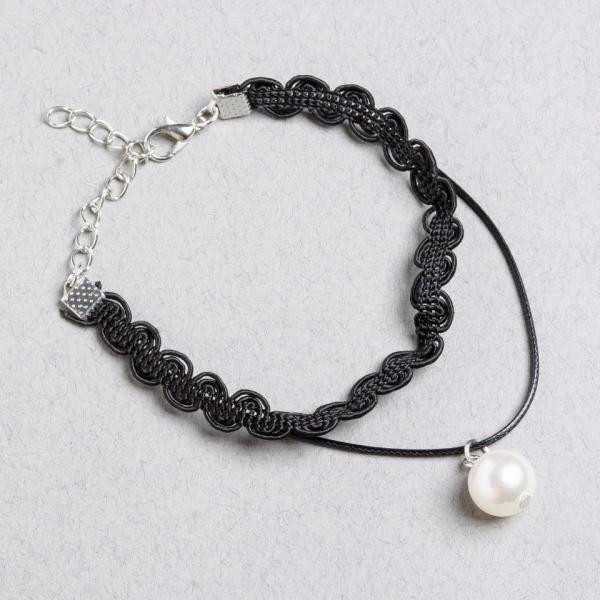 Браслет чокер с подвеской Жемчужинка (им) L- 17-22см