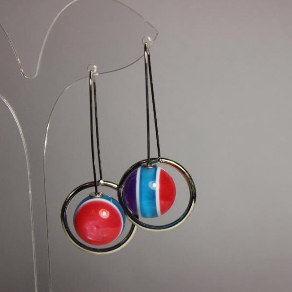 Уценка  Серьги женские продевка малиновый шарик L-6см