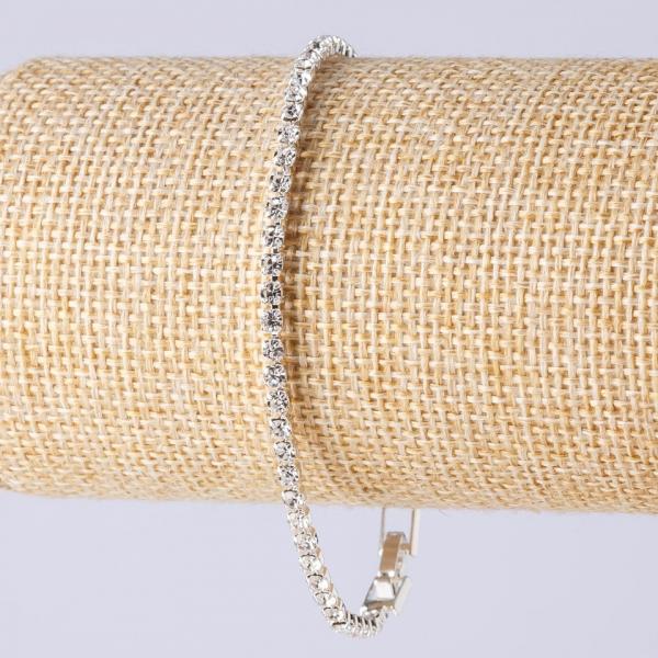 Браслет стразовый на замочке однорядный цвет металла "серебро" L- 20см b- 3мм