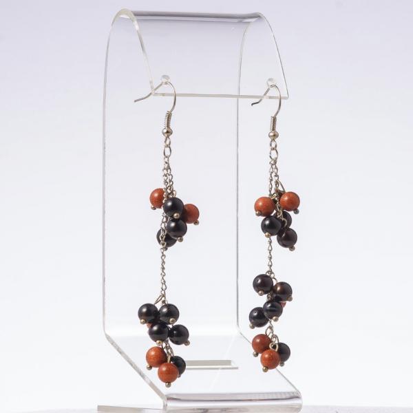 Серьги серия "Смородина" L-7см агат авантюрин