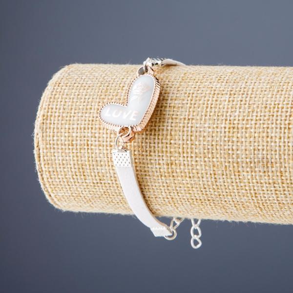 Браслет детский Сердце белое L-15-20см