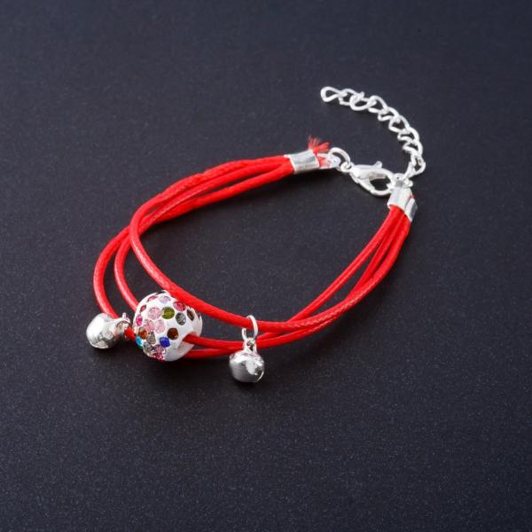 Браслет Красный бусина Шамбала L-17-22см