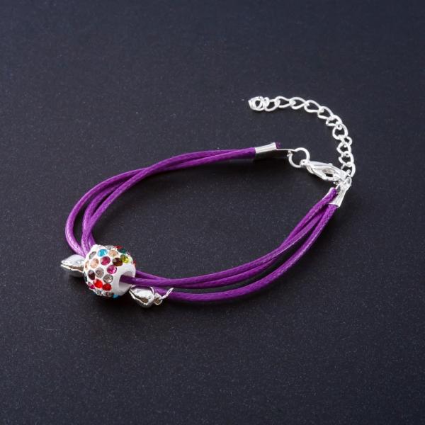 Браслет Фиолетовый бусина Шамбала L-17-22см