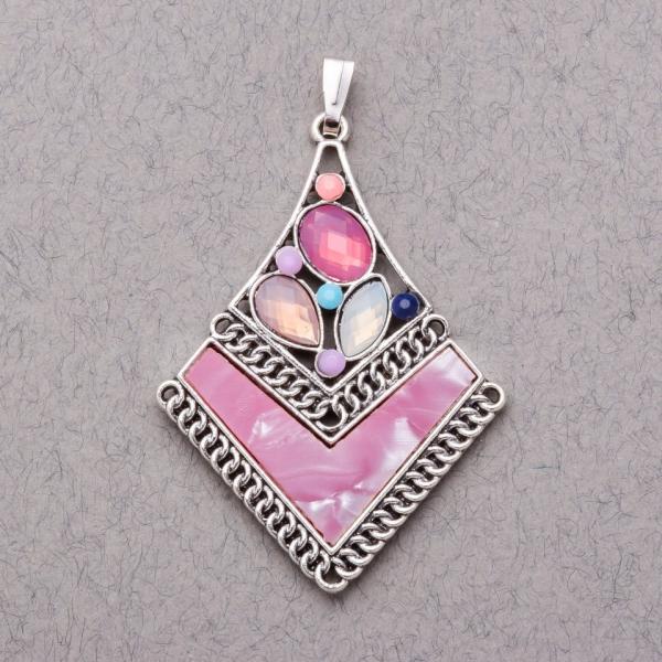 Кулон Ромб ягодное фраппе серия "Пурпур" L- 5х3,5см