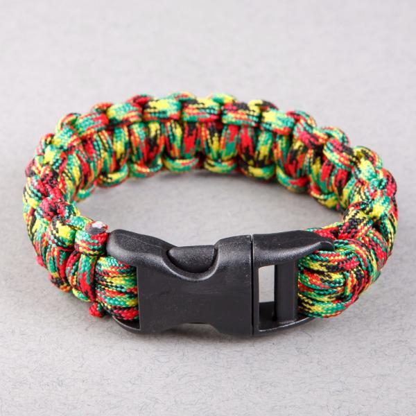 Браслет выживания мужской из желто красно зеленого паракорда L-23см b-2см