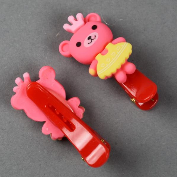 Заколка для волос детская "Принцесса медвежат" пара L-4см "крокодильчик"