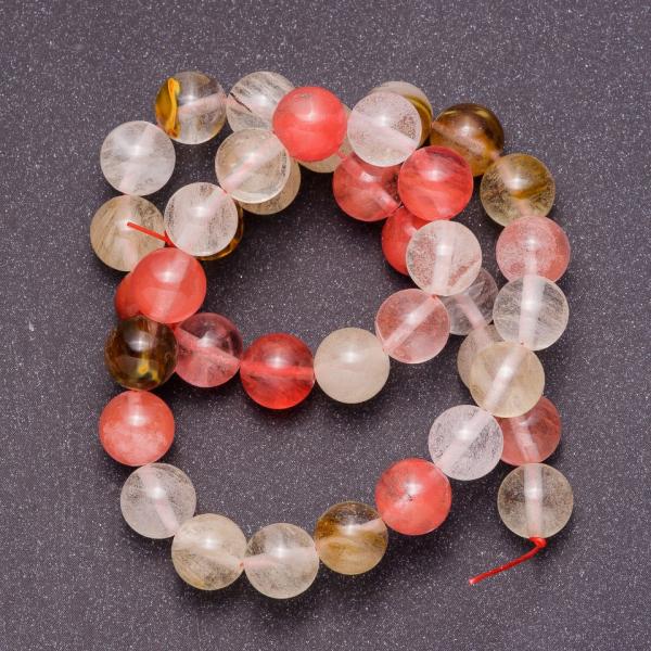 Бусины из натурального камня Халцедон разноцветный на леске  шарик d-10мм L-38см