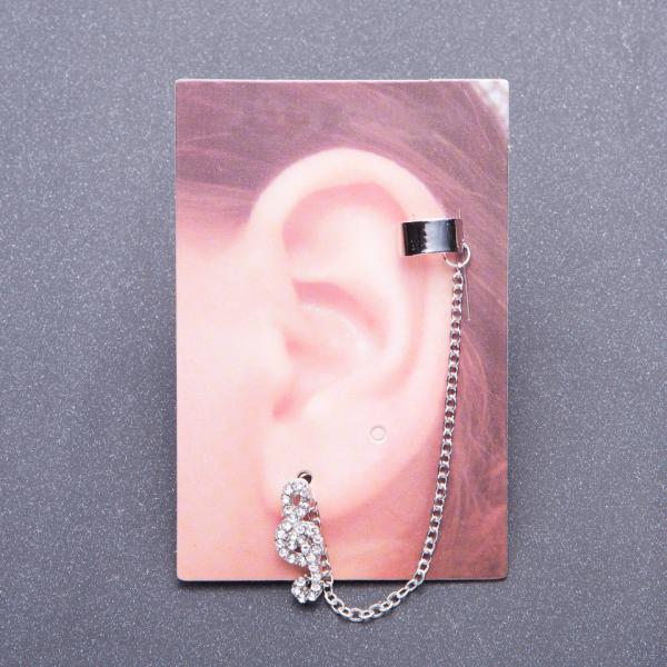 Кафф на ушко цвет металла "серебро"