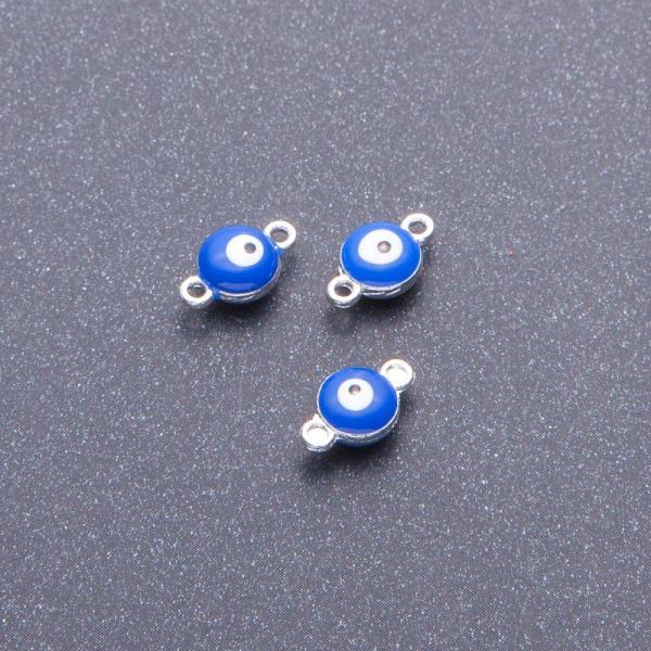 Фурнитура Коннектор Глаз синий серый металл d-7мм L-12мм