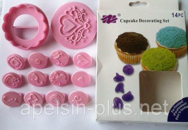 Фото Инструменты для мастики Набор оттисков для декора кексов 14 предметов