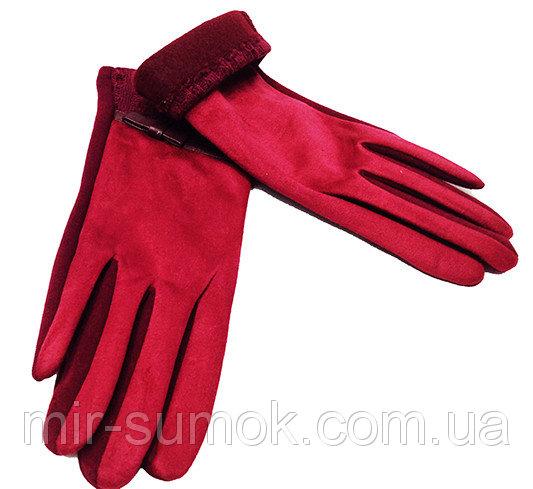 Фото  Женские перчатки Зима кашемир-х/б Артикул  P-324 красный