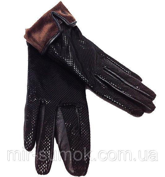 Фото  Женские перчатки кожа Зимушка Артикул P-05 -№-1 черные с замшем