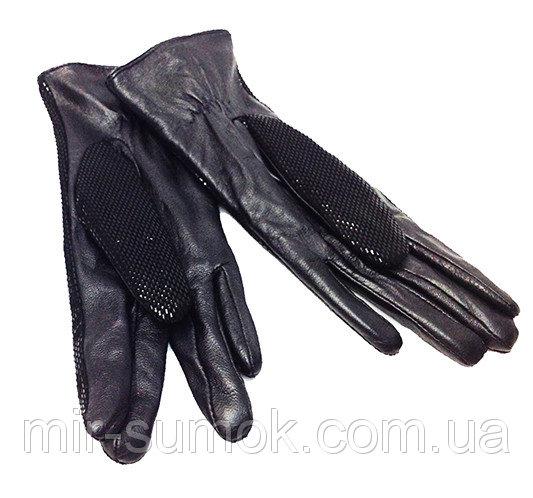 Фото  Женские перчатки кожа Зимушка Артикул P-05 -№-1 черные с замшем