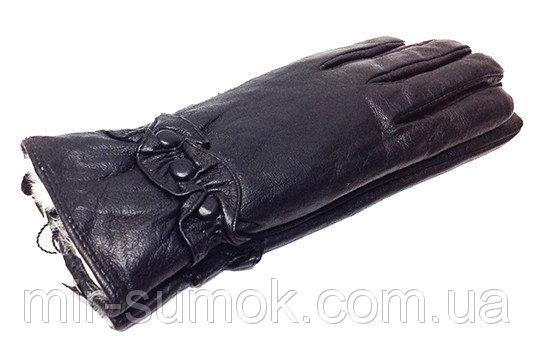Фото  Женские перчатки кожа Зимушка Артикул P- 125 мод №3 черные мех кролик