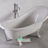 Ванна мраморная отдельностоящая Буль-Буль Lady Hamilton 173x82.5x64.5 Белая ванна + белые ноги + хромрованный перелив