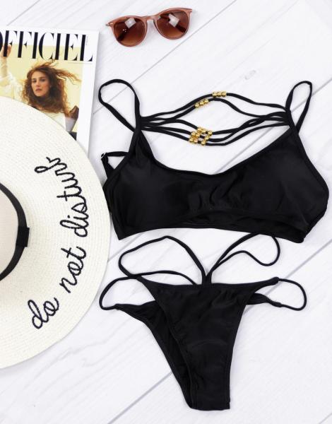 Купальник раздельный холтер черный.