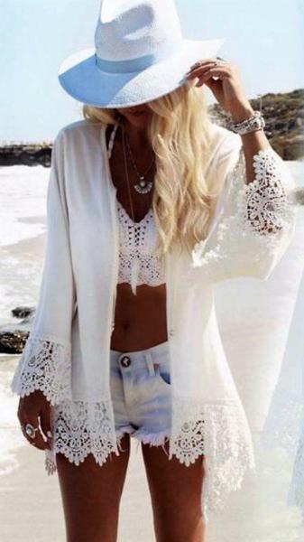 Пляжная туника белая с орлом.