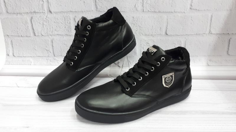 Мужские кожаные зимние ботинки Philipp Plein. Харьков