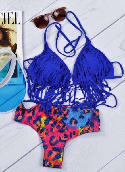 Купальник раздельный с рюшами синий.