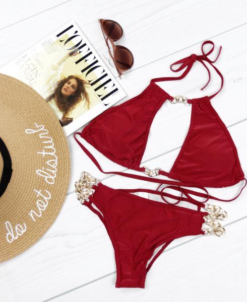 Купальник раздельный бордовый с цепочками.