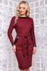 Платье делового стиля с длинным рукавом цвета марсала