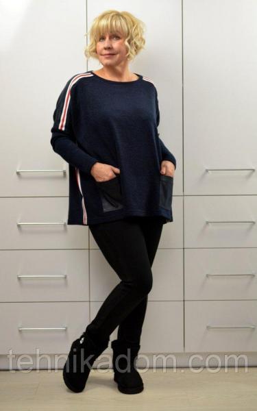 Свитшот темно-синий с тесьмой