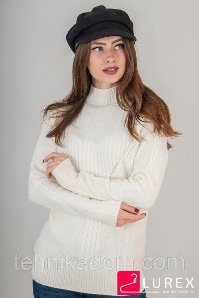 LUREX Теплая кофта комбинированной вязки - кофейный цвет, S