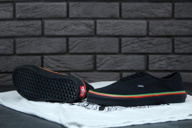 Фото Новинки №2., Жіноче взуття :, Vans, Authentic Чоловічі кеди, trampki męskie Vans Authentic (Rasta) Black / Black Skate Shoes