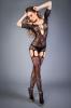 Сетка Bodystocking in net optics with rose patterns black, S-L (40-46)