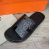  Шлепанцы Hermes Izmir Leather Ostrich Black Сандалии и шлепанцы мужские в Украине