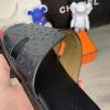  Шлепанцы Hermes Izmir Leather Ostrich Black Сандалии и шлепанцы мужские в Украине