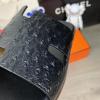  Шлепанцы Hermes Izmir Leather Ostrich Black Сандалии и шлепанцы мужские в Украине