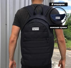 Фото Сумки Комплект рюкзак + бананка Supreme черный